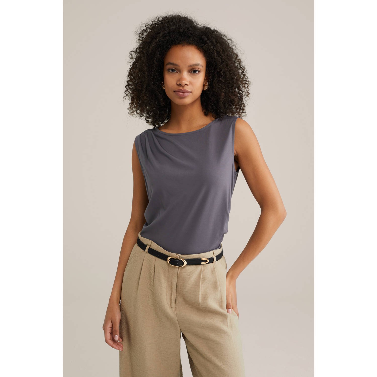 WE Fashion mouwloze top grijs