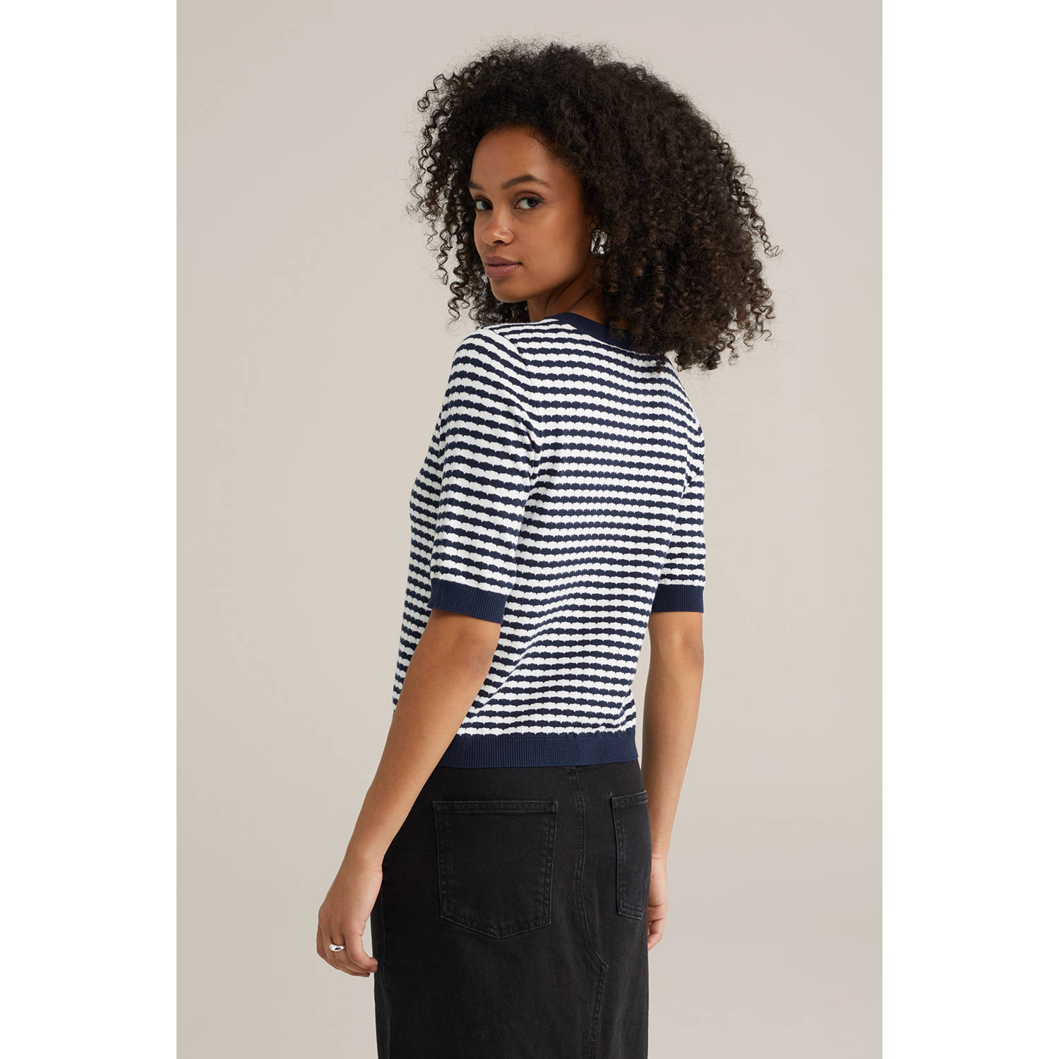 WE Fashion gebreid vest donkerblauw