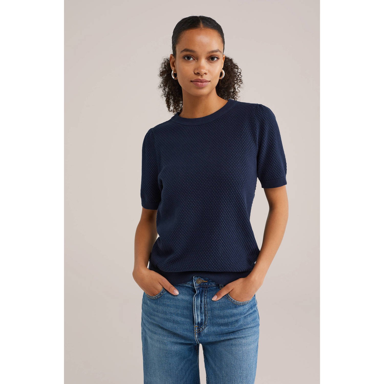 WE Fashion trui gebreid donkerblauw