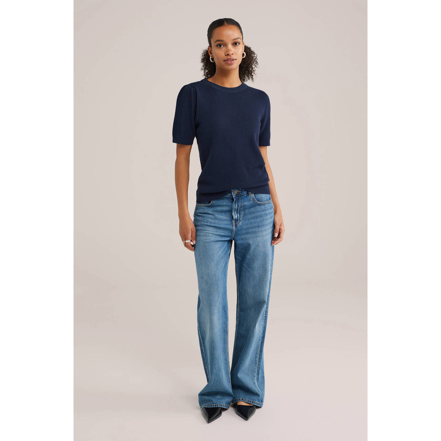 WE Fashion trui gebreid donkerblauw