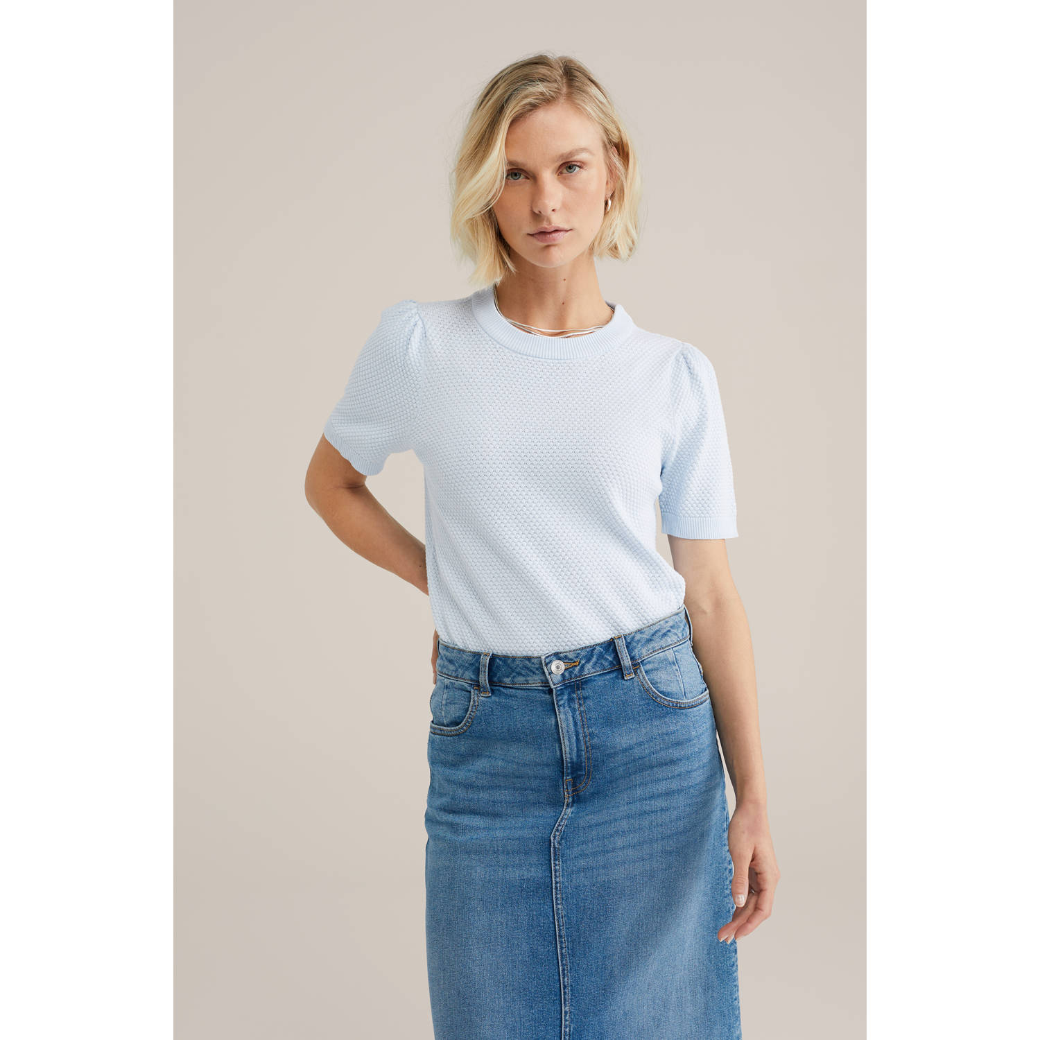 WE Fashion trui lichtblauw gebreid
