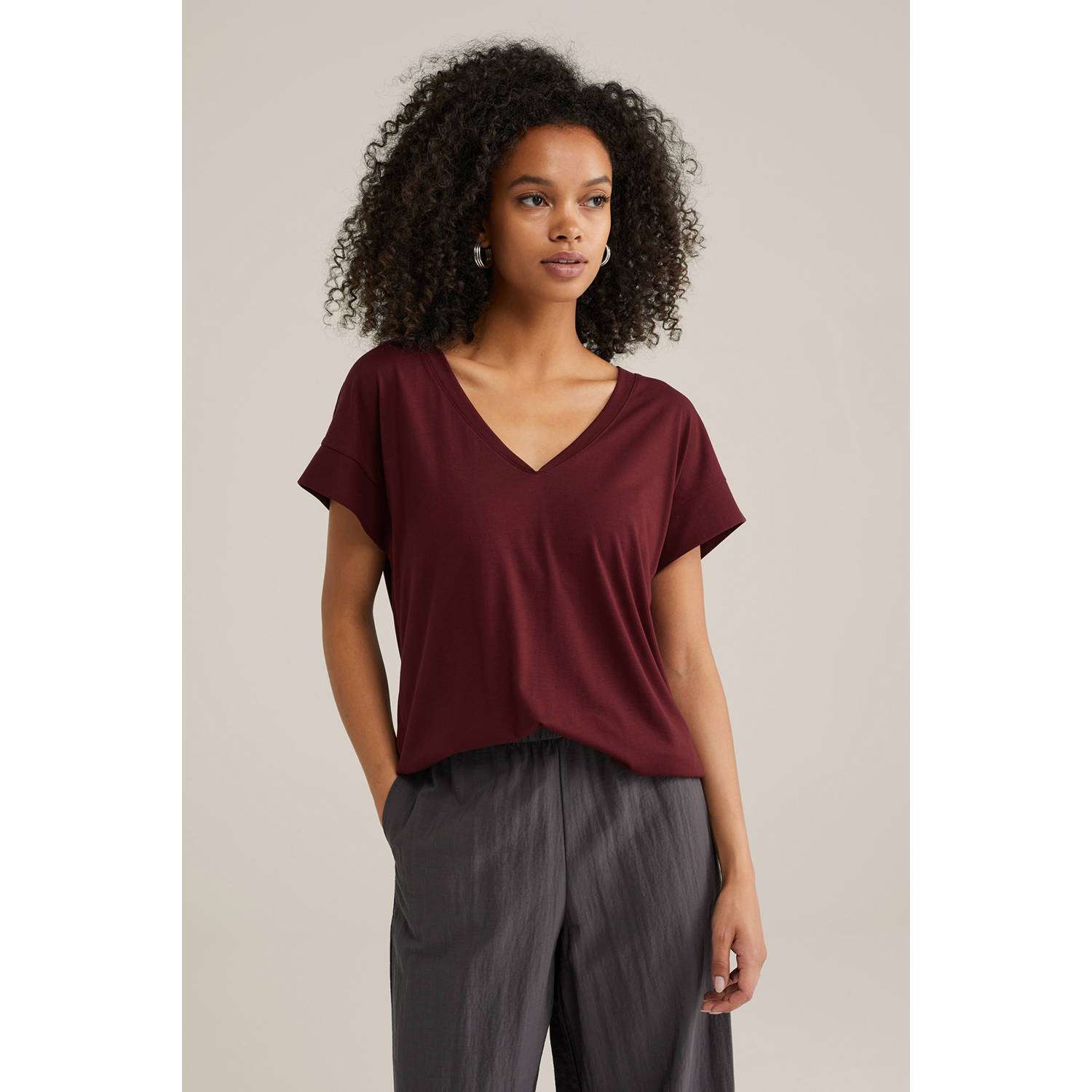 WE Fashion T-shirt donkerrood