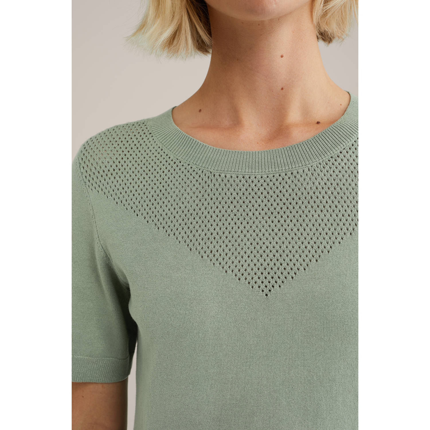 WE Fashion top lichtgroen fijn gebreid