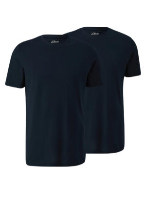 regular T-shirt donkerblauw - (set van 2)