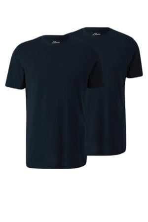 regular T-shirt donkerblauw - (set van 2)