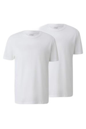 regular T-shirt wit - (set van 2)