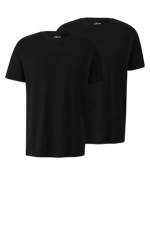 regular T-shirt zwart - (set van 2)