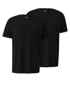 regular T-shirt zwart - (set van 2)