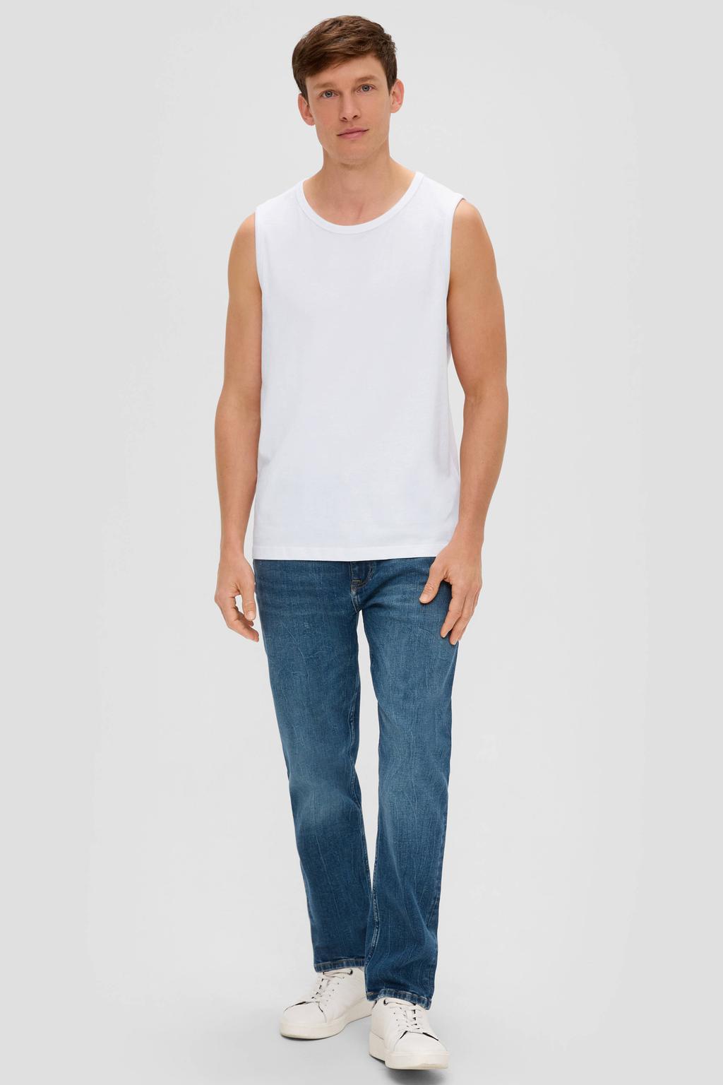 Witte heren s.Oliver tanktop van katoen met effen en ronde hals