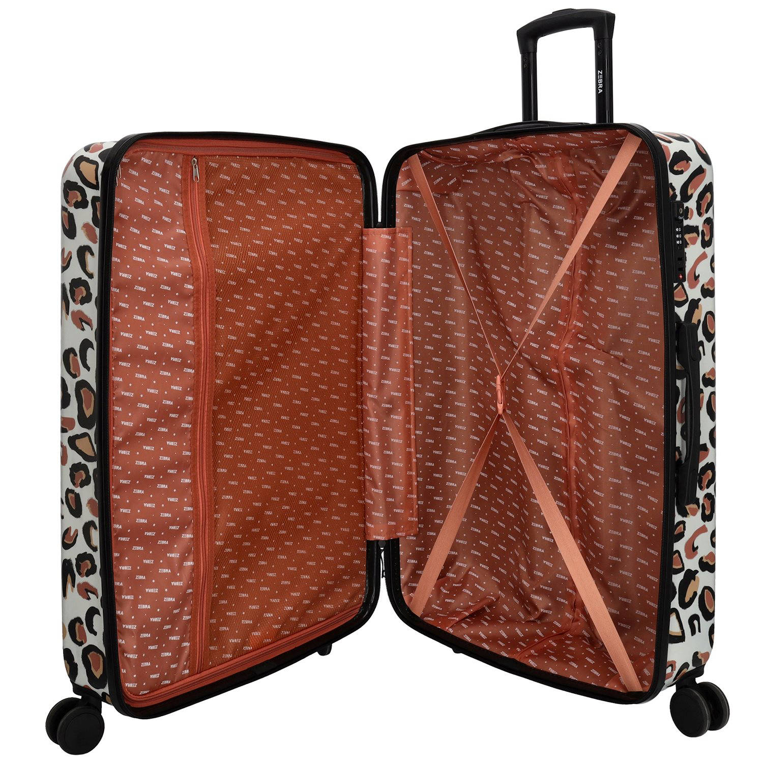 Zebra Trends trolley 76 cm. met panterprint beige