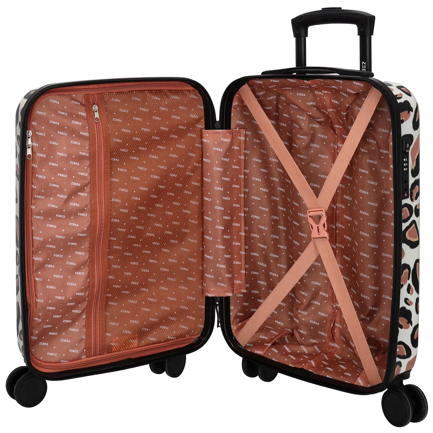 Zebra Trends trolley 55 cm. met panterprint beige