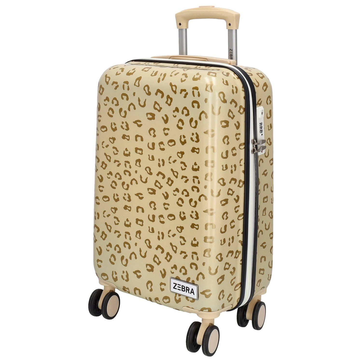 Zebra Trends trolley Animal 55 cm. met panterprint goudkleurig