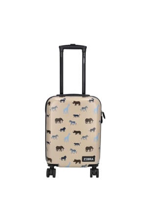 trolley met all-over print 46 cm. beige