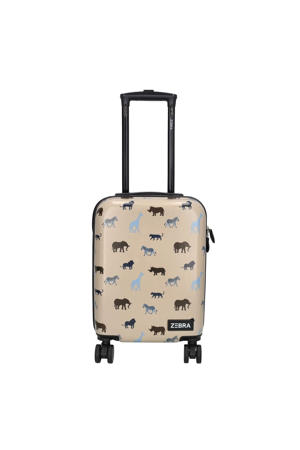 trolley met all-over print 46 cm. beige