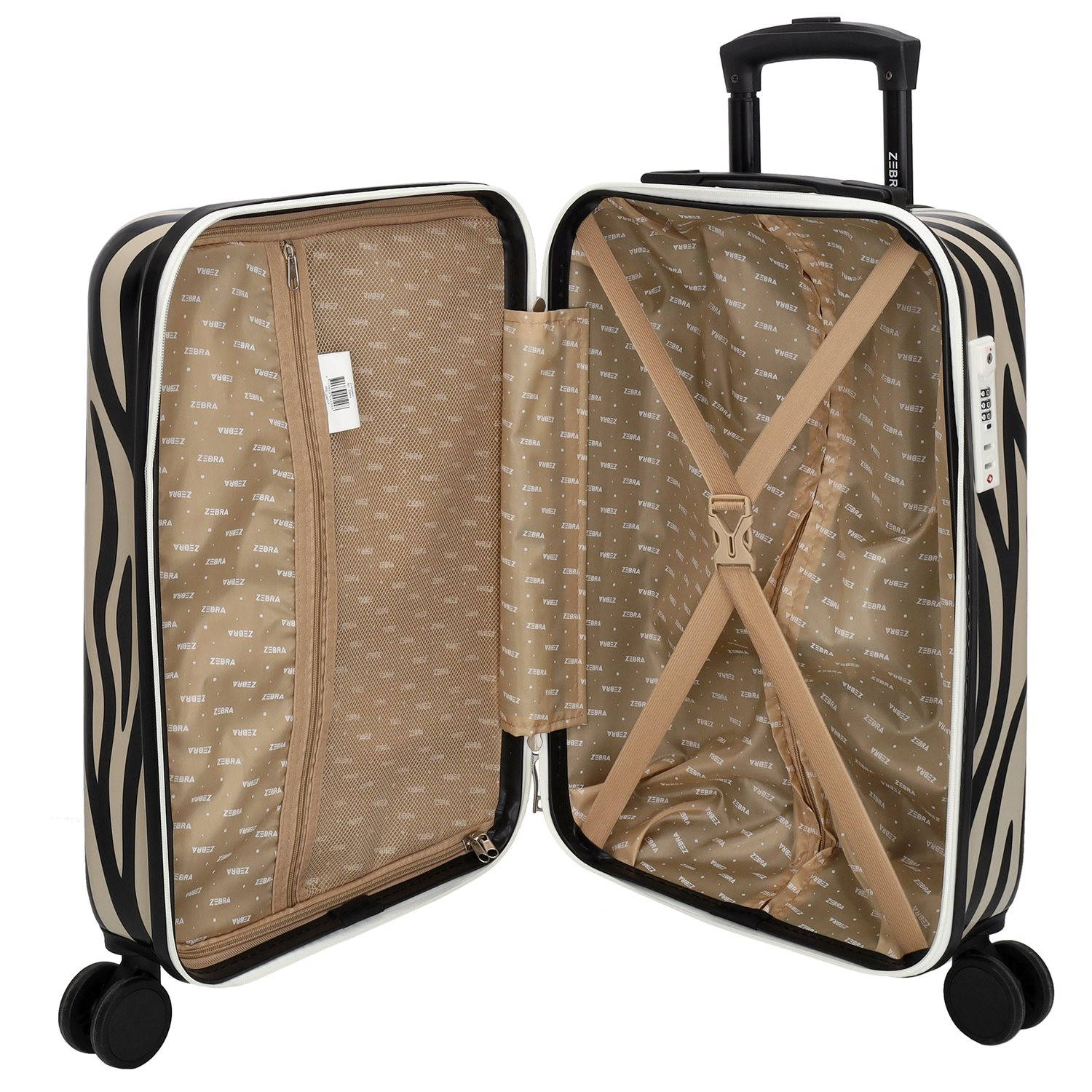 Zebra Trends trolley Animal 55 cm. met zebraprint beige zwart