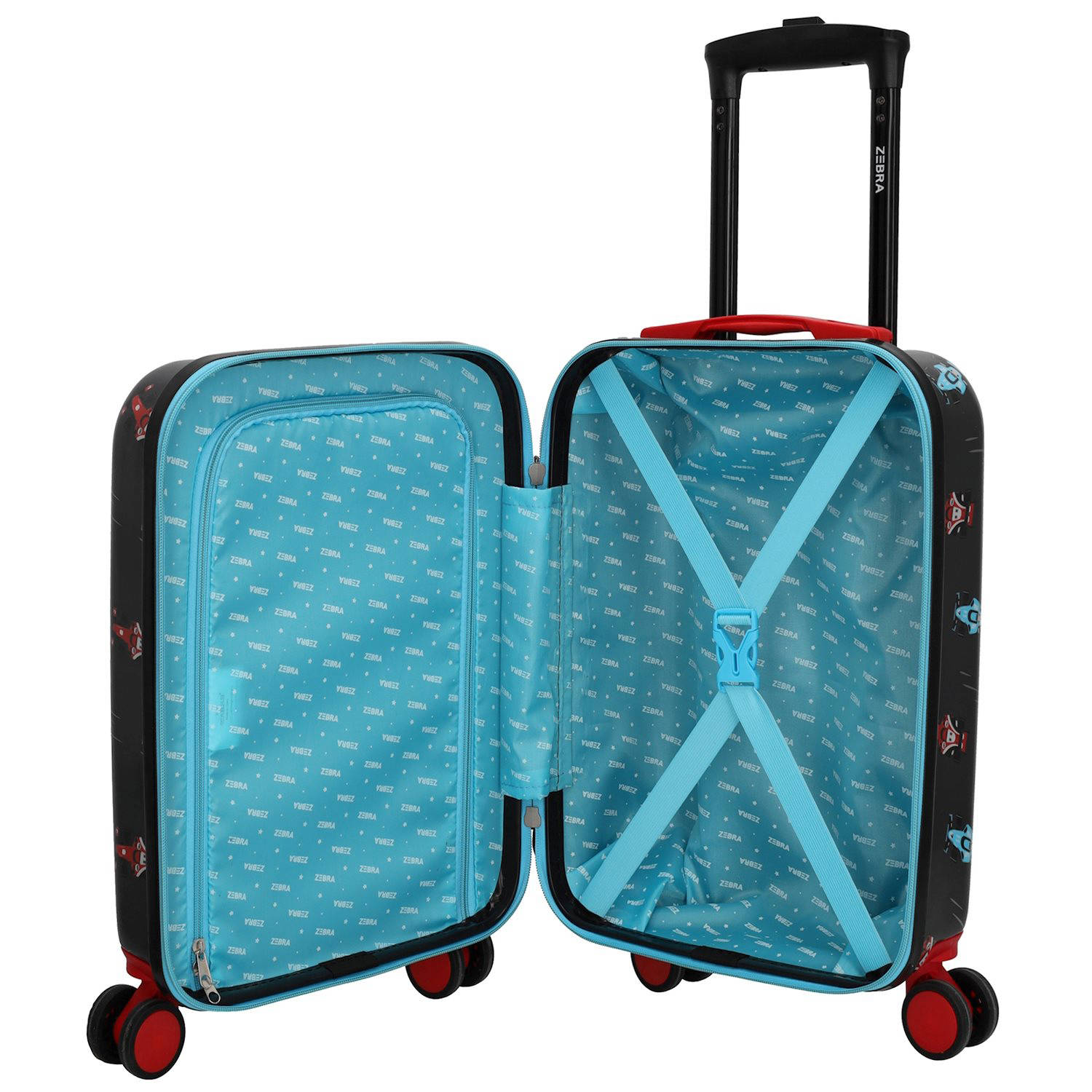 Zebra Trends trolley met all-over print 46 cm. zwart