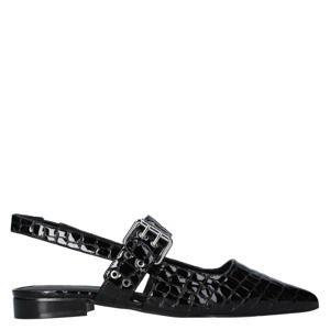 leren slingback loafers zwart