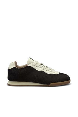 Tulip leren sneakers met ponyhair donkerbruin