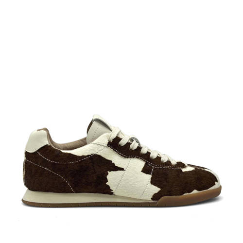 Cycleur de Luxe Tulip leren sneakers met ponyhair en koeienprint bruin/wit afbeelding