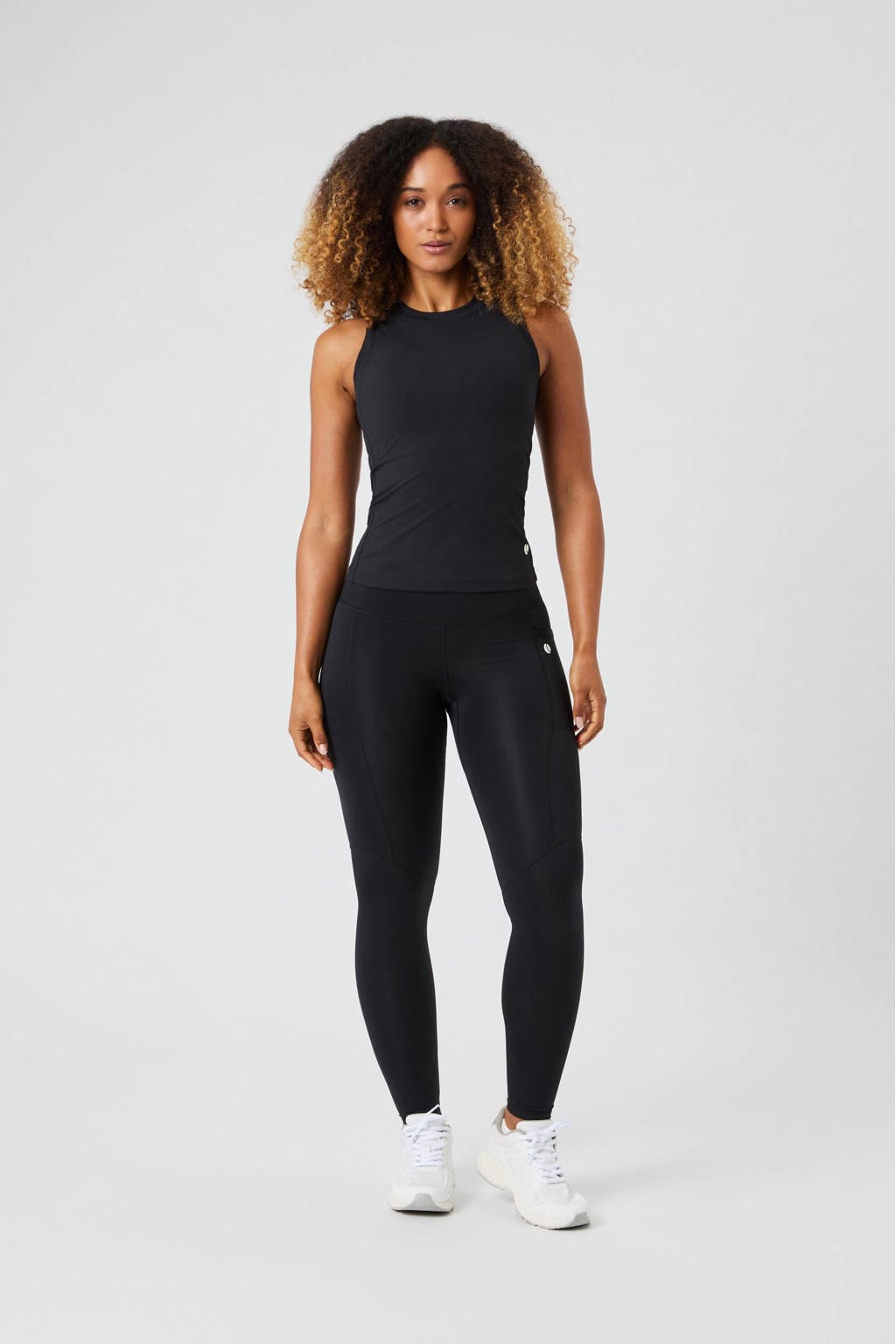 Zwarte dames Björn Borg sporttop Ace Pocket van polyamide met effen en ronde hals