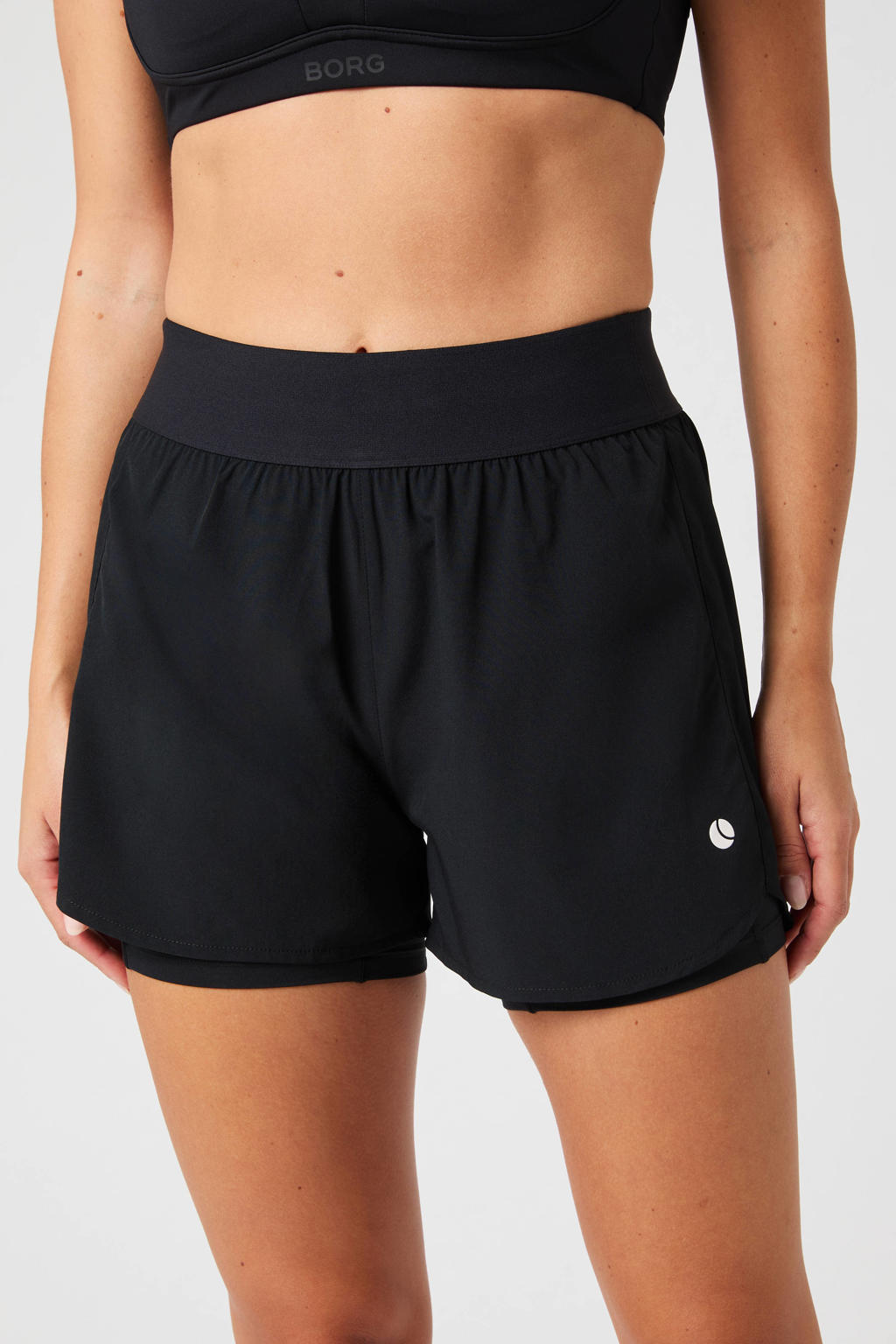 Zwarte dames Björn Borg sportshort van polyester met regular fit, regular waist, elastische tailleband en effen