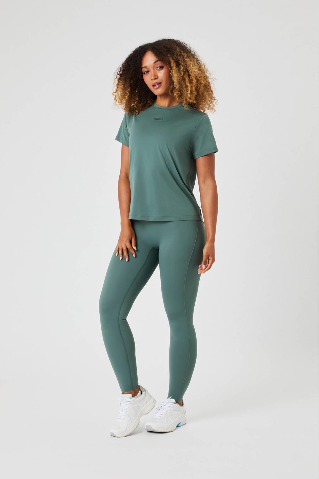 Groene dames Björn Borg sportshirt van polyester met korte mouwen en ronde hals