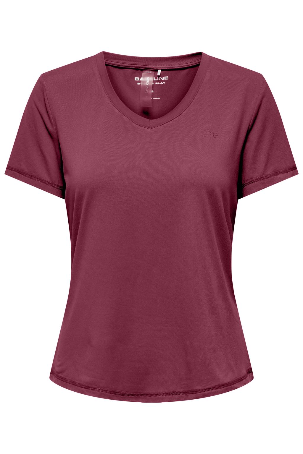 ONLY PLAY sportshirt ONPFONT LIFE donkerrood