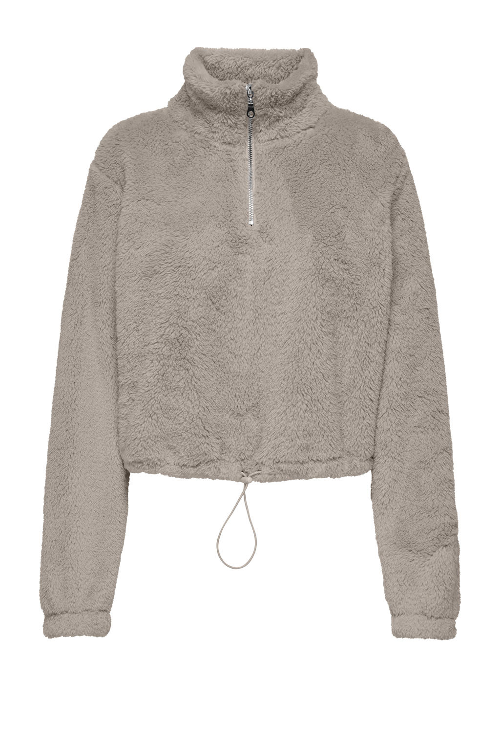 Beige dames ONLY PLAY sportsweater Onpcas van polyester met lange mouwen en opstaande kraag