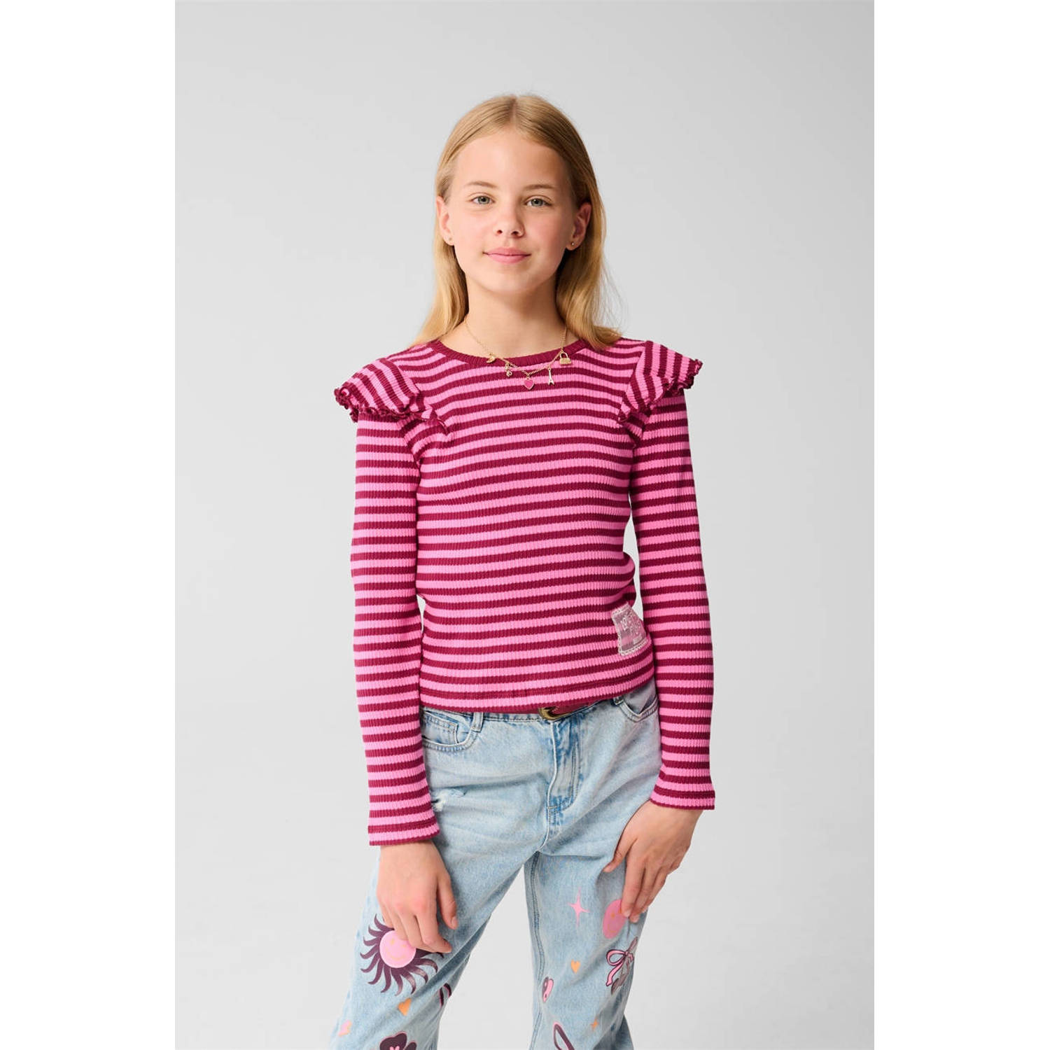 Shoeby longsleeve roze rib gebreid