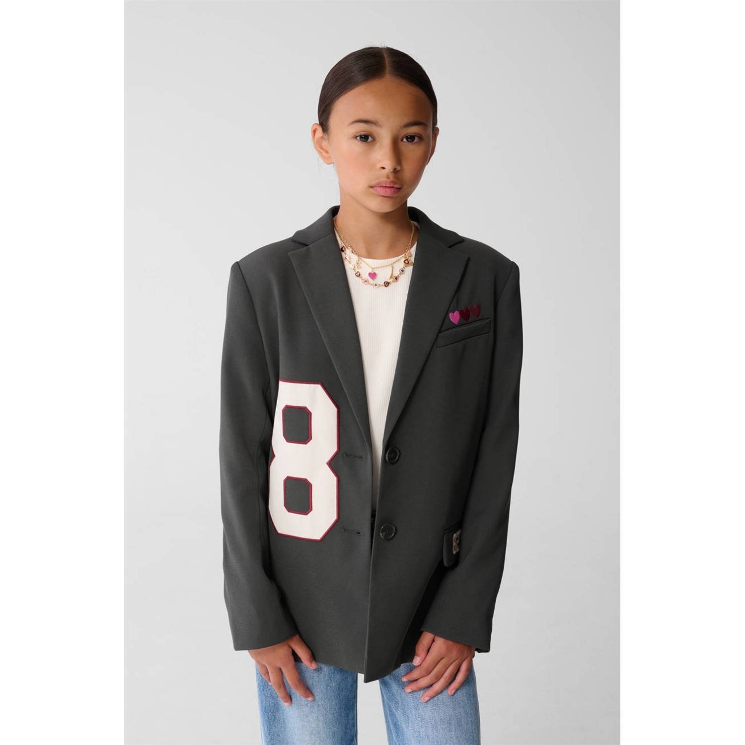 Shoeby regular fit blazer antraciet