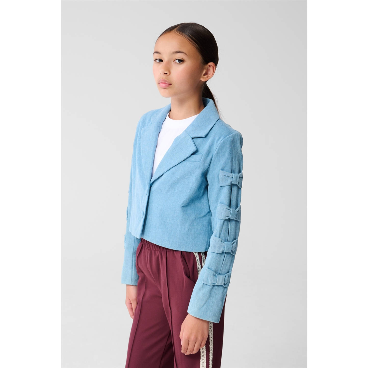 Shoeby denim cropped blazer blauw