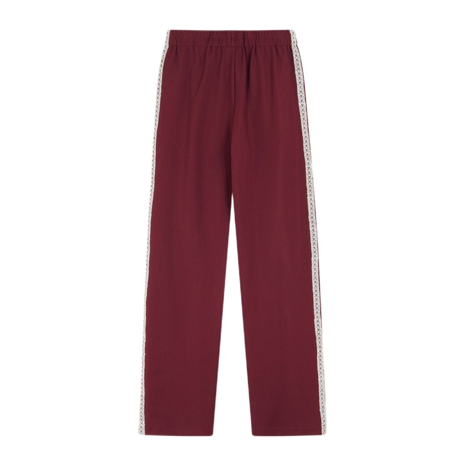 Shoeby wide leg broek met kanten bies donkerrood