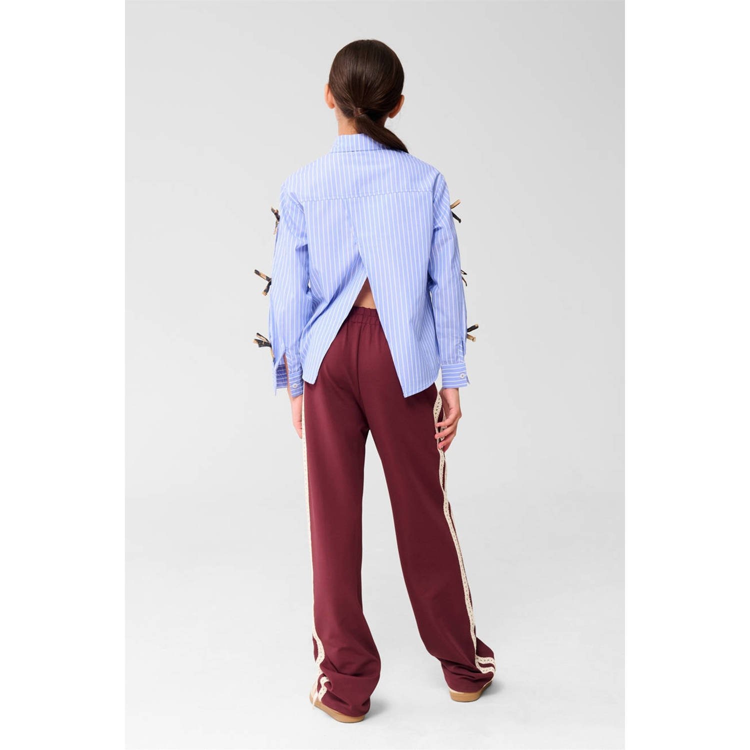 Shoeby wide leg broek met kanten bies donkerrood