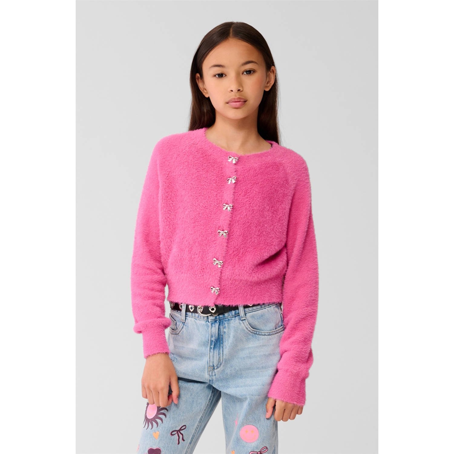 Shoeby vest roze fijn gebreid