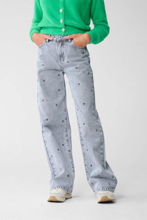 high waist straight leg jeans grijs