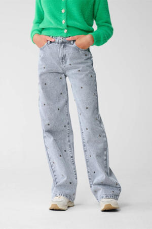 high waist straight leg jeans grijs