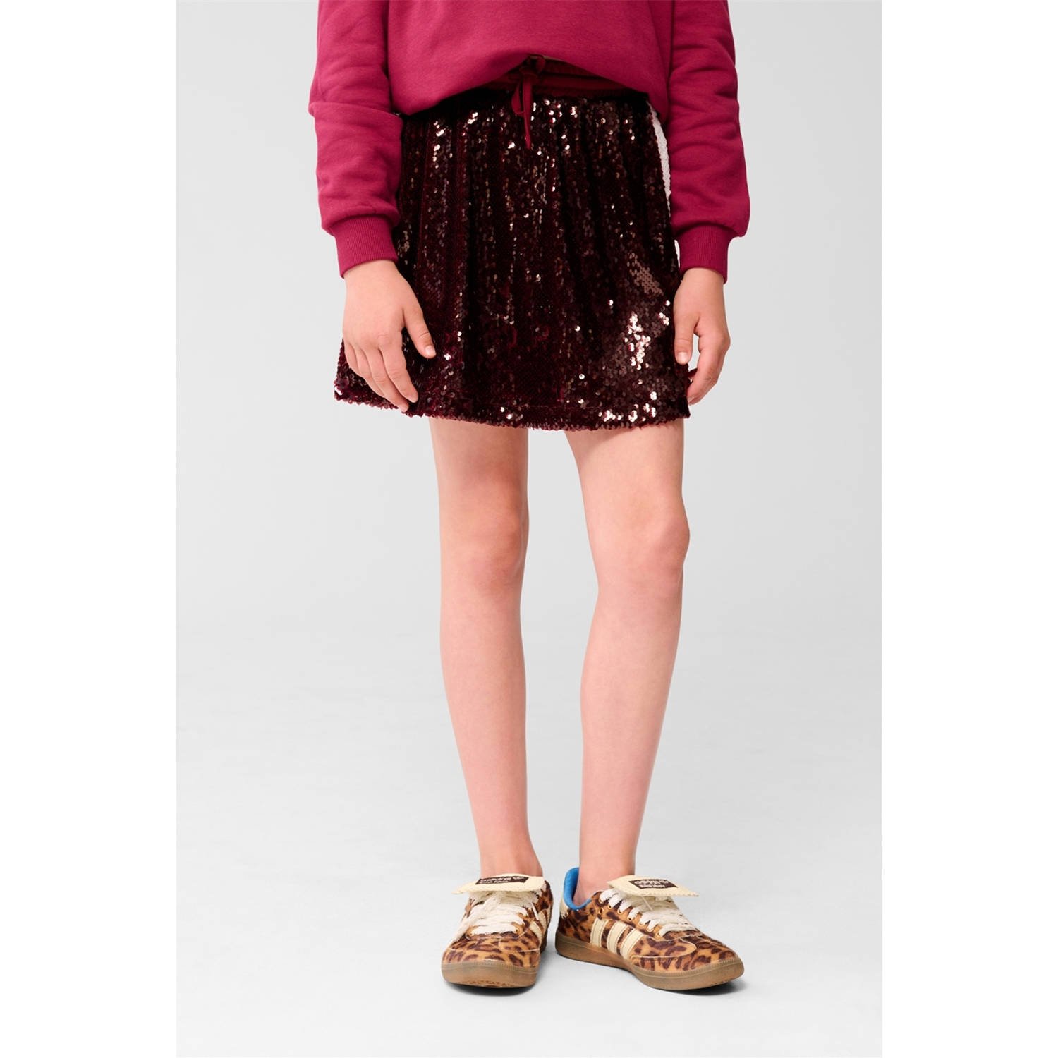 Shoeby korte rok met pailletten donkerrood
