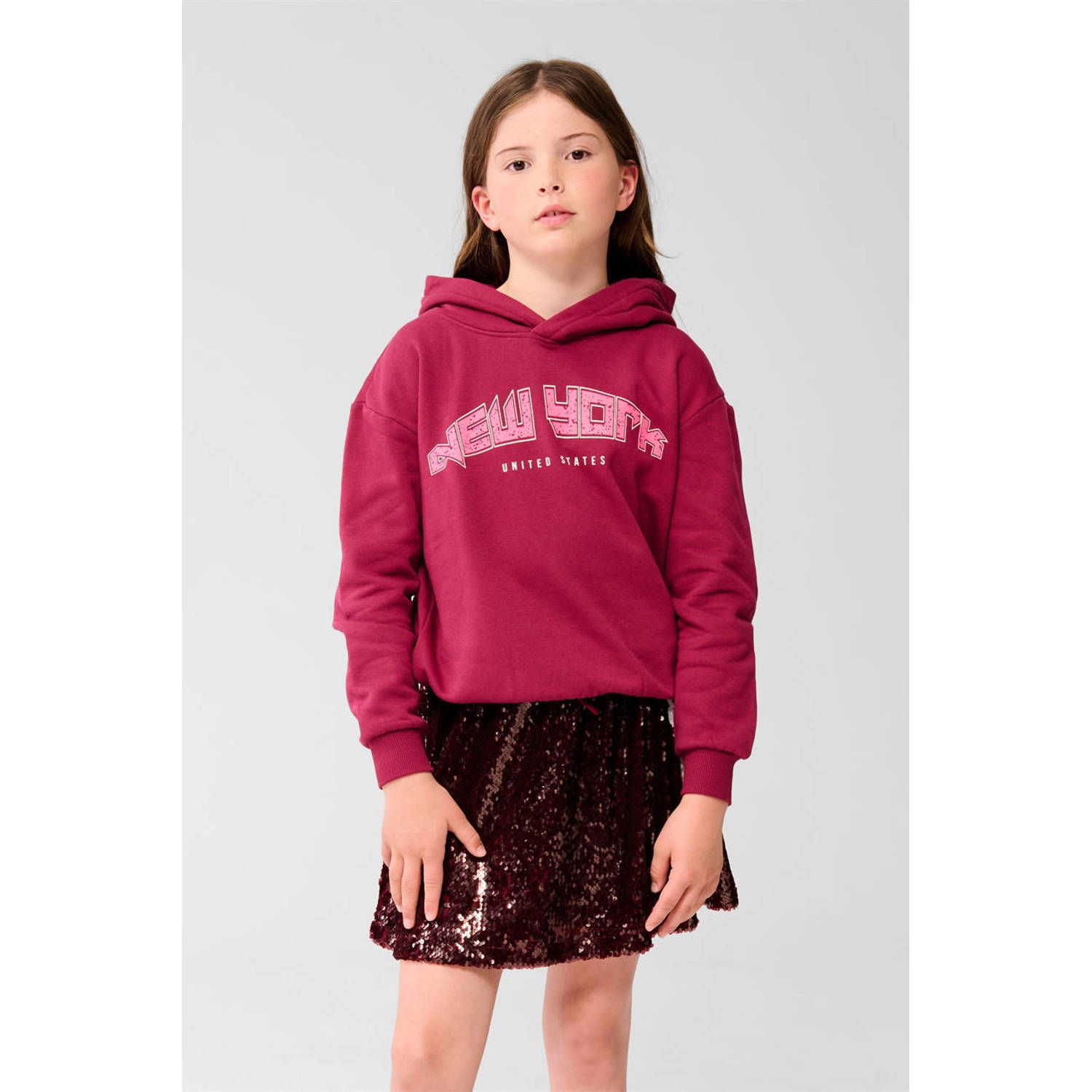Shoeby korte rok met pailletten donkerrood