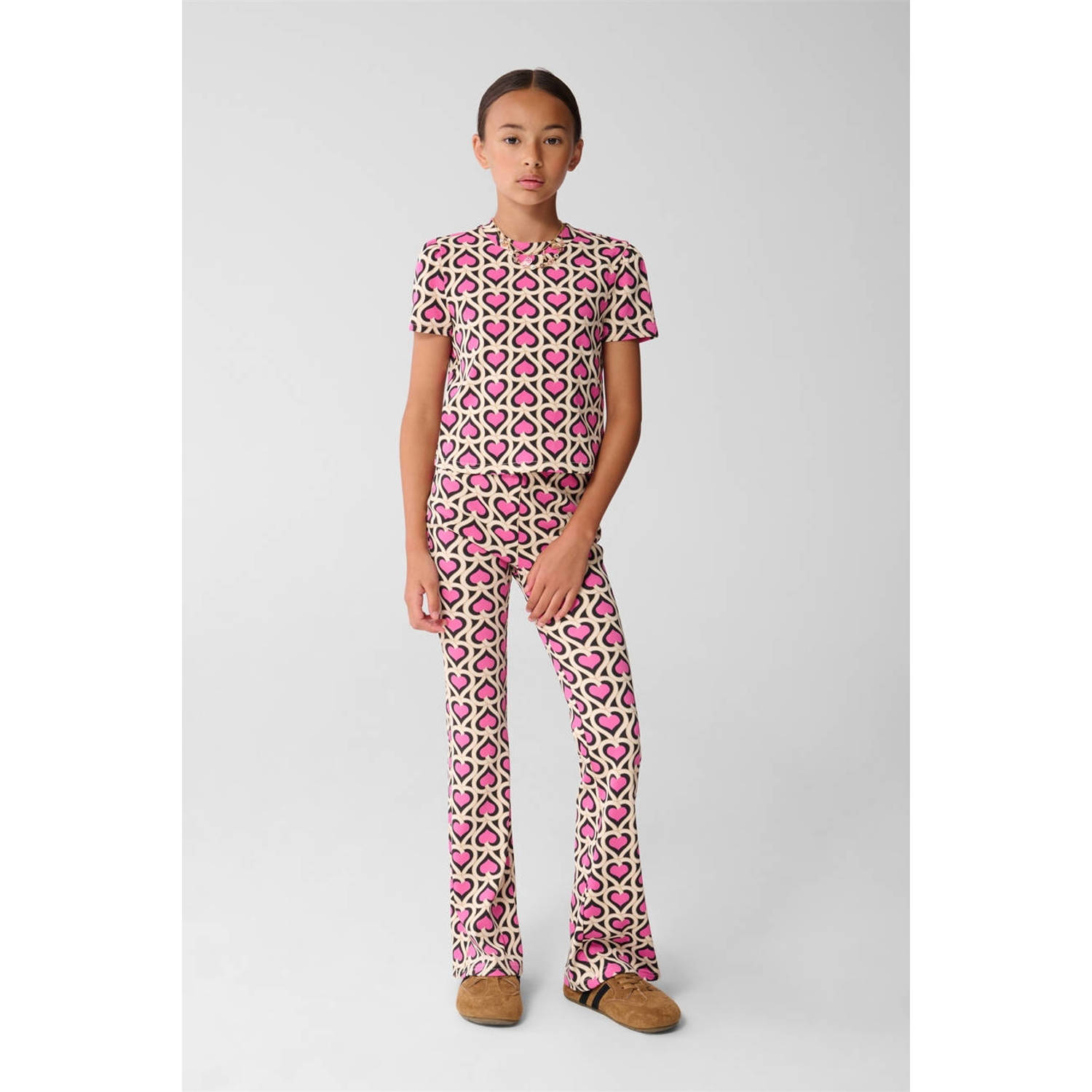 Shoeby flared broek roze