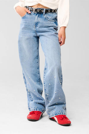 high waist straight leg jeans light blue denim