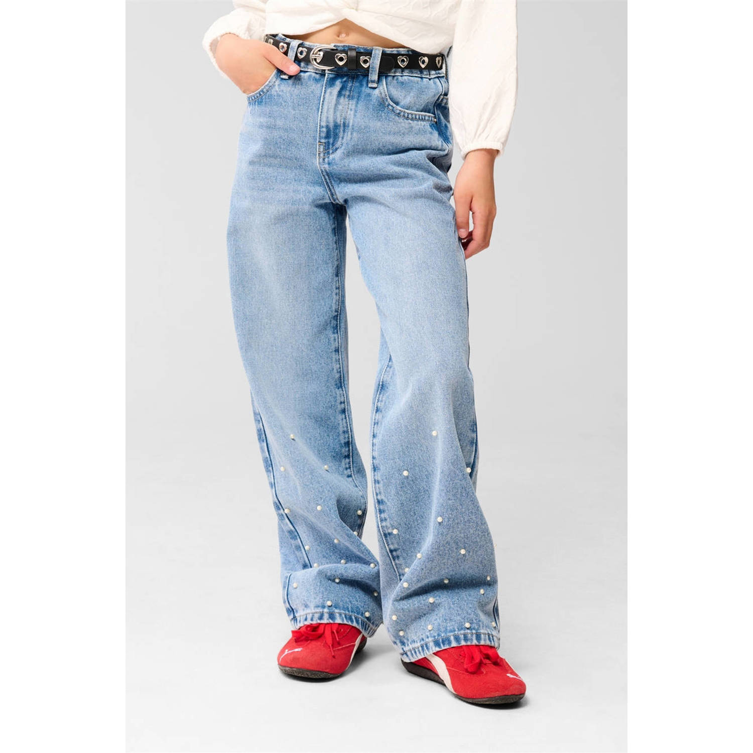 Shoeby regular high waist straight leg jeans light blue denim