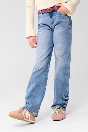 regular high waist straight leg jeans medium blue denim
