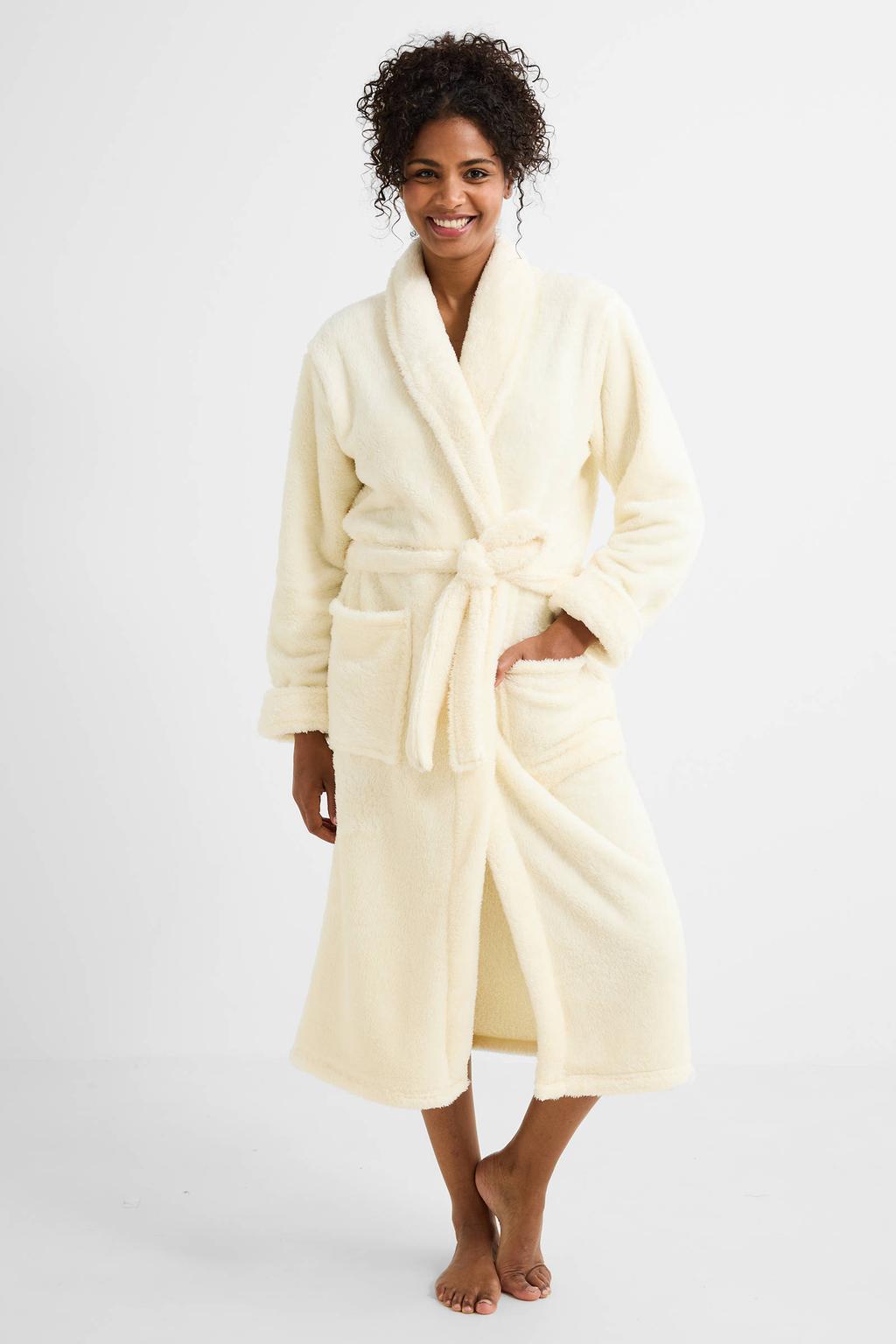 LingaDore teddy fleece badjas ecru