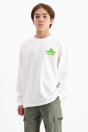 longsleeve met backprint wit