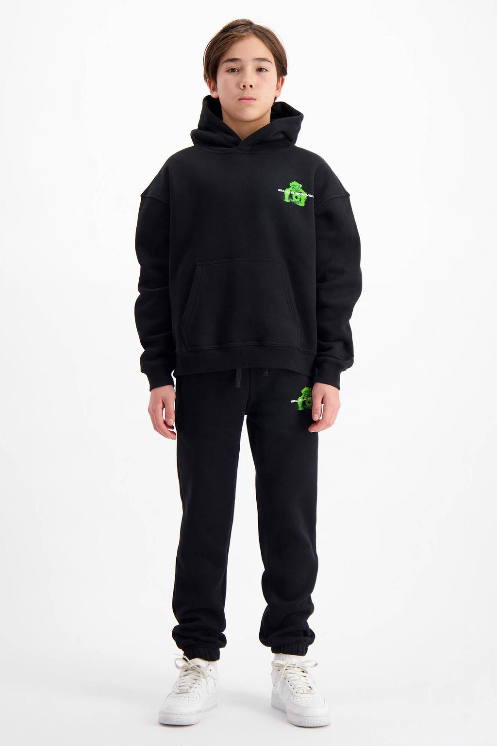 Zwart en groene jongens BLACK BANANAS hoodie van katoen met backprint, lange mouwen en capuchon