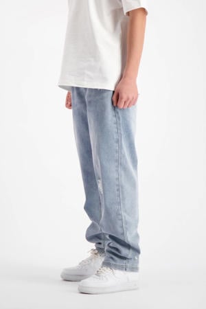 regular waist regular fit jeans met backprint light blue denim