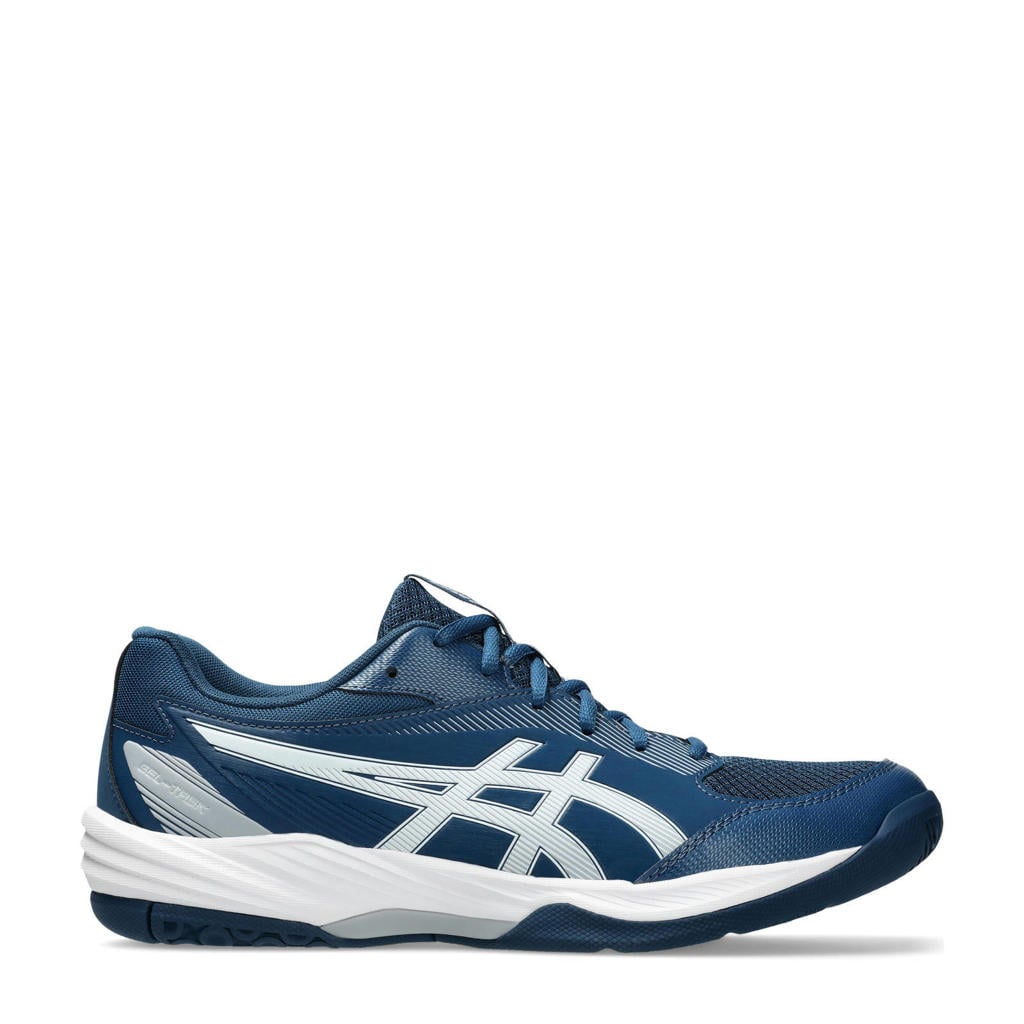 Blauw en witte heren ASICS Gel-Task 4 zaalsportschoenen van mesh-pu/voering: mesh/voetbed: eva met veters
