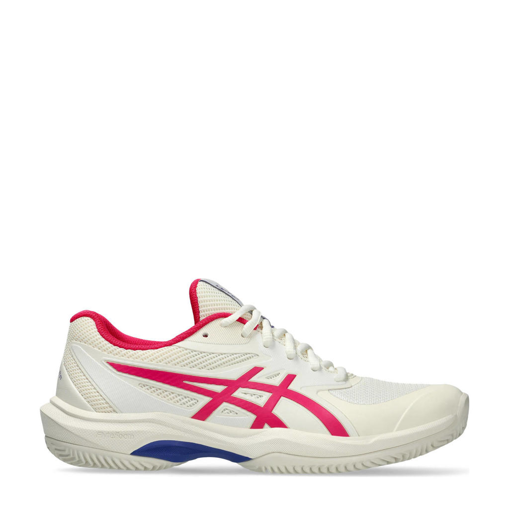 Ecru, fuchsia en blauwe dames ASICS Game FF Clay OC tennisschoenen van mesh-pu/voering: mesh/voetbed: eva met veters