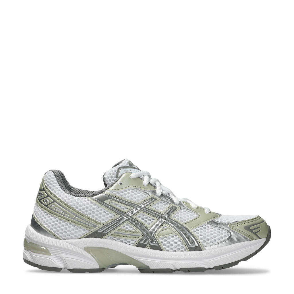 Wit en groene dames ASICS Gel-1130 sneakers van mesh met pu met veters