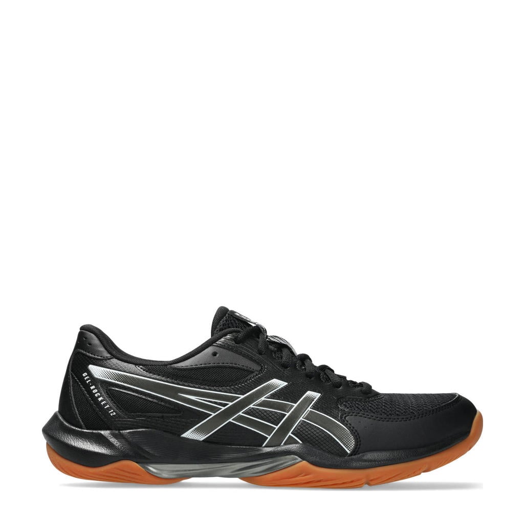 Zwart en zilverkleurige heren ASICS Gel-Rocket 12 zaalsportschoenen grijs van mesh-pu/voering: mesh/voetbed: eva met veters